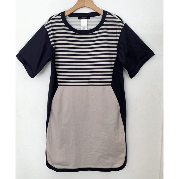 MaxMara Navy and Gray Striped Mini Dress - Picture 1 of 8